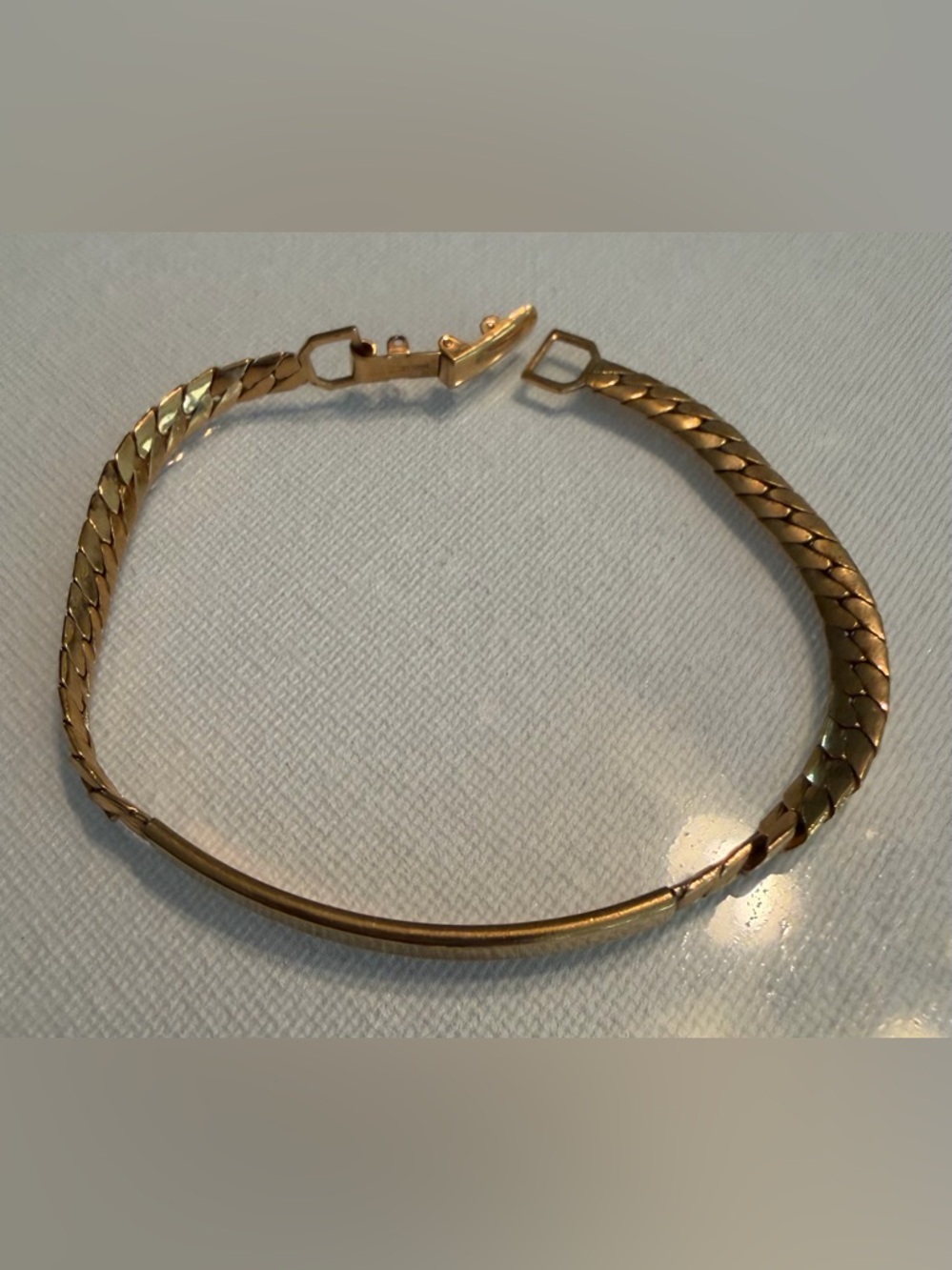 Gold Tone Herringbone Bangle Bracelet